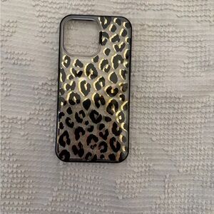 Leopard Print Phone Case - Black and Gold